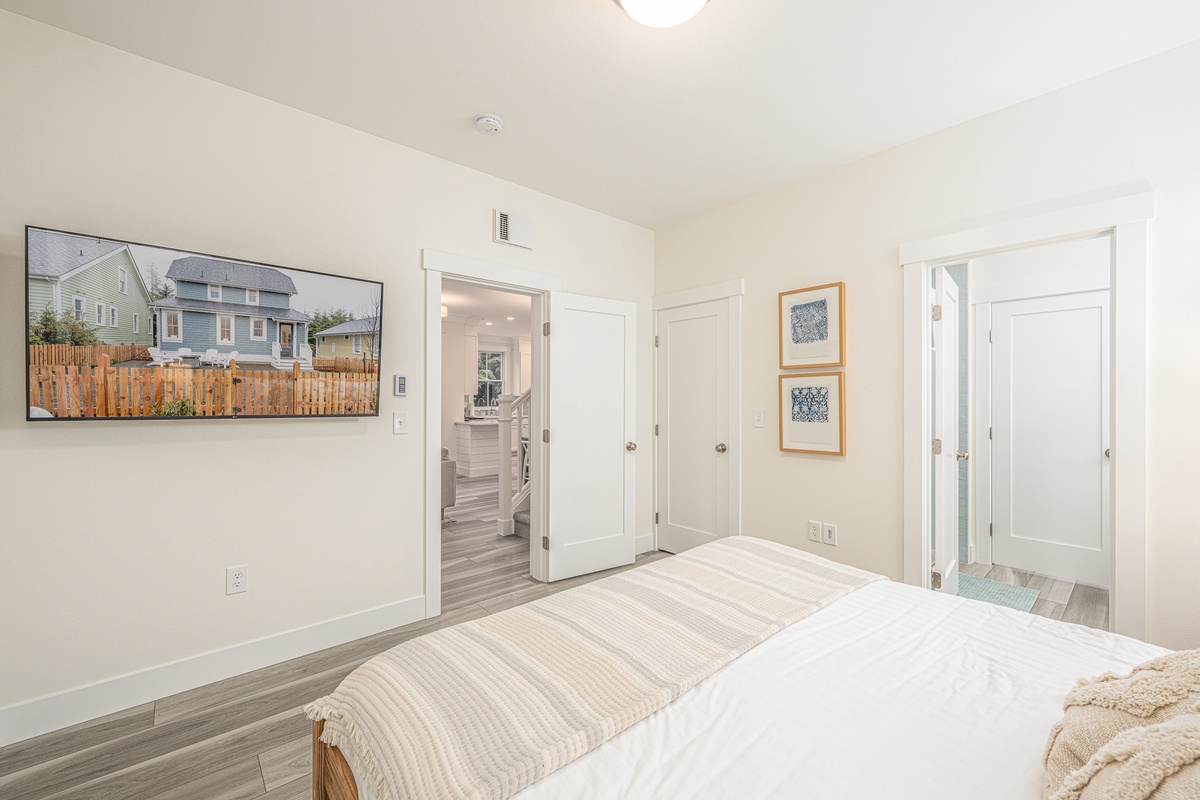 The primary bedroom is conveniently located on the main floor