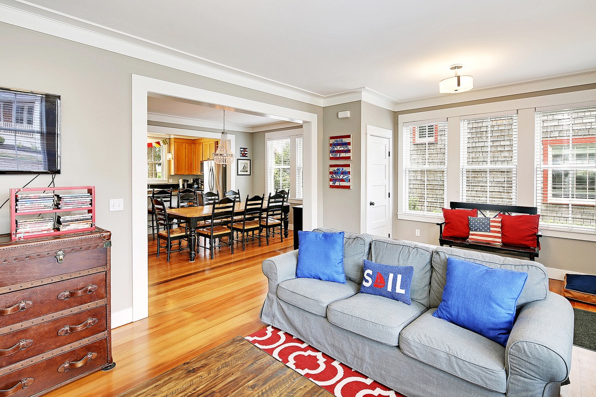 Living room and dining room