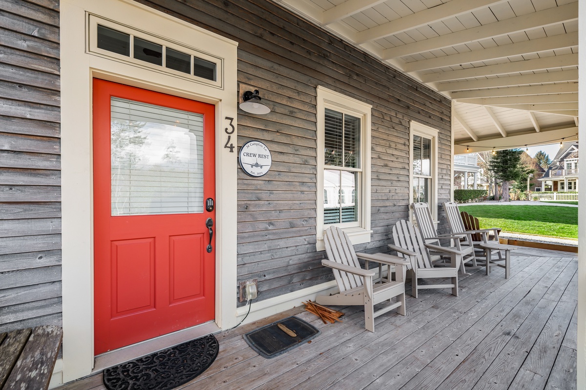 the porch faces South Crescent indoor pool