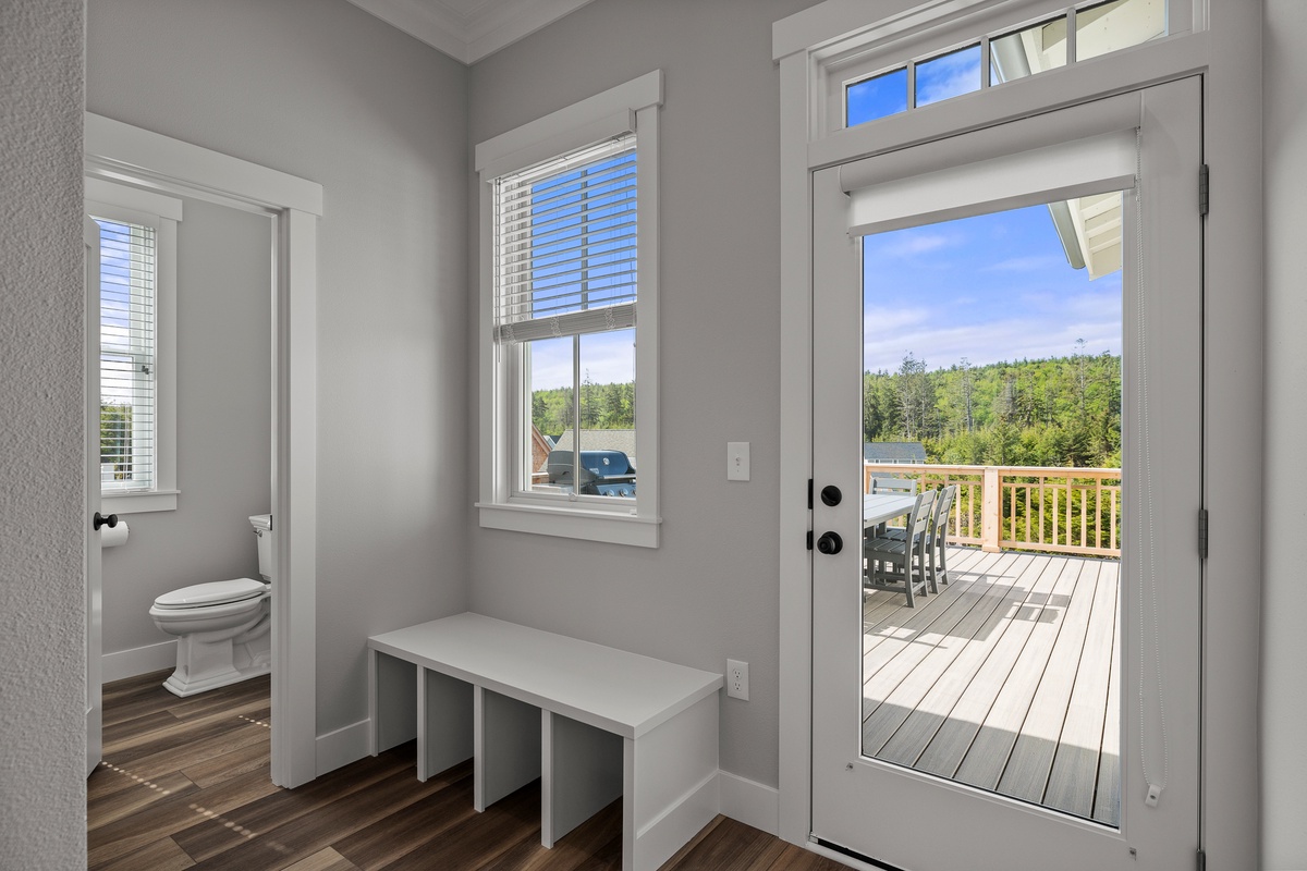 Half bath and back deck entry