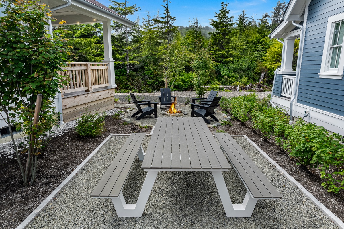 Picnic table and fire pit