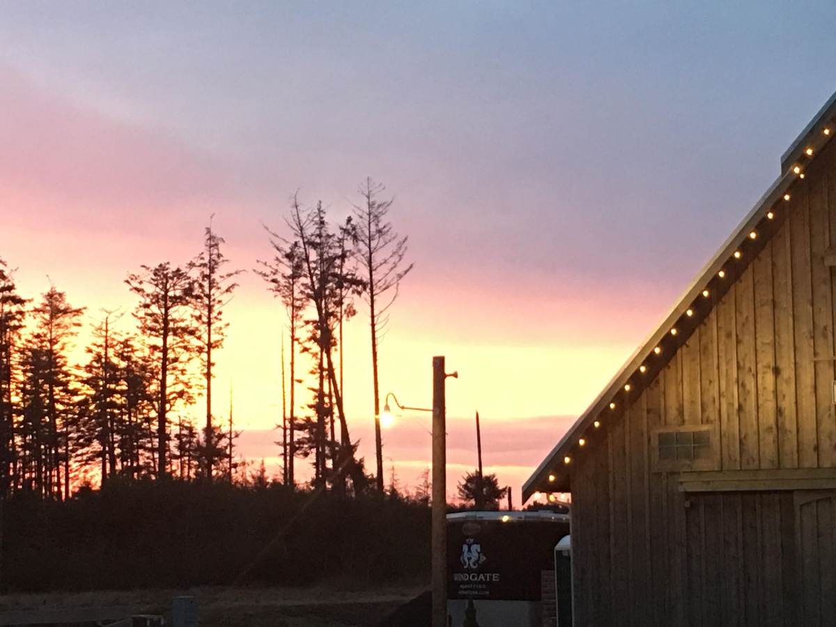 Sunrise over Windgate stables. 