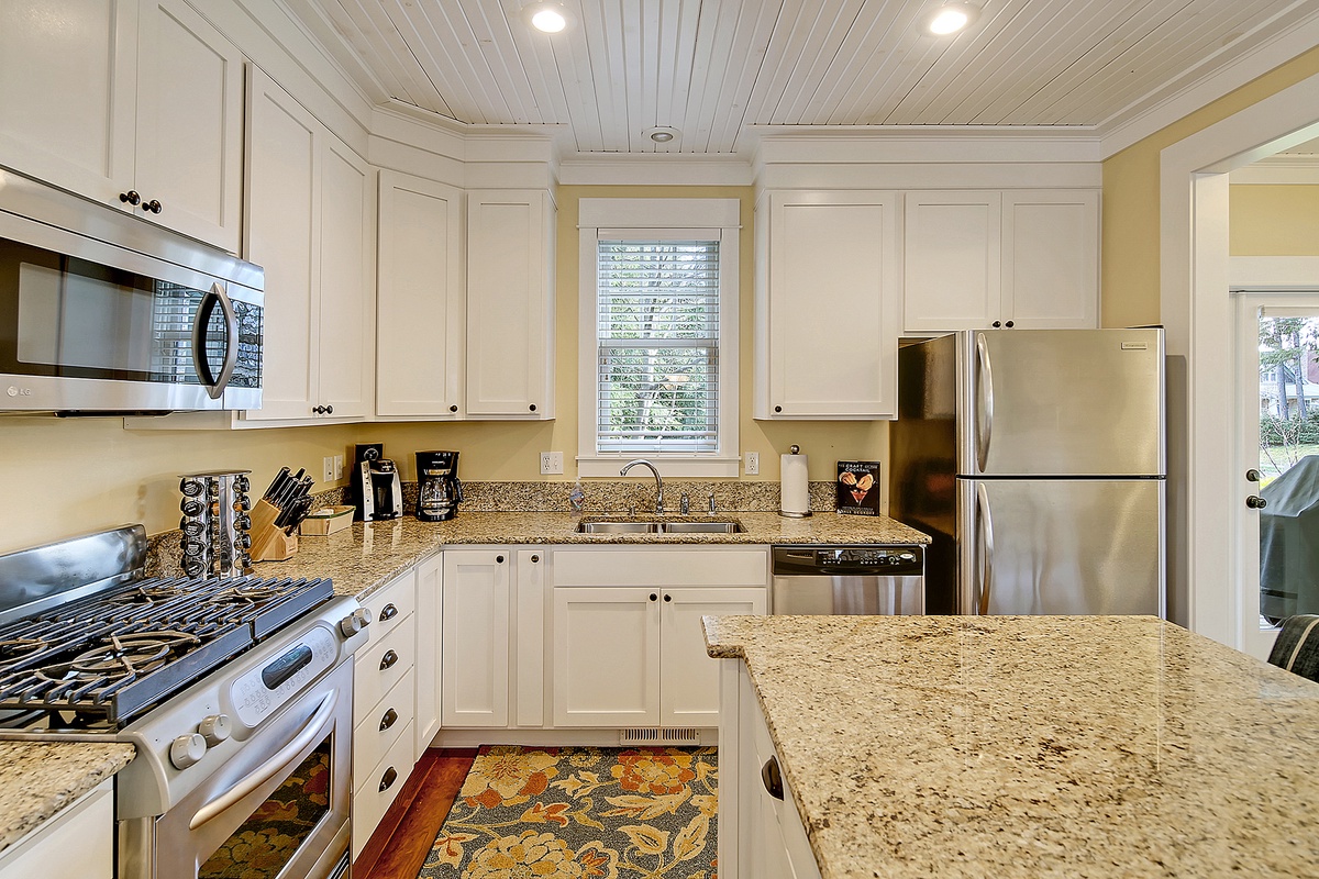 Beautiful granite countertops and stainless steel appliances