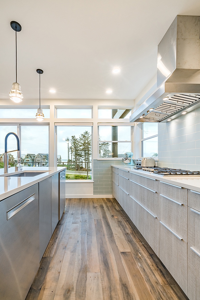 Gaze at the ocean while prepping meals