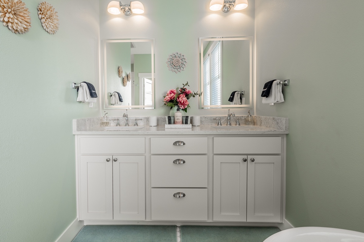 Lighted bathroom mirrors