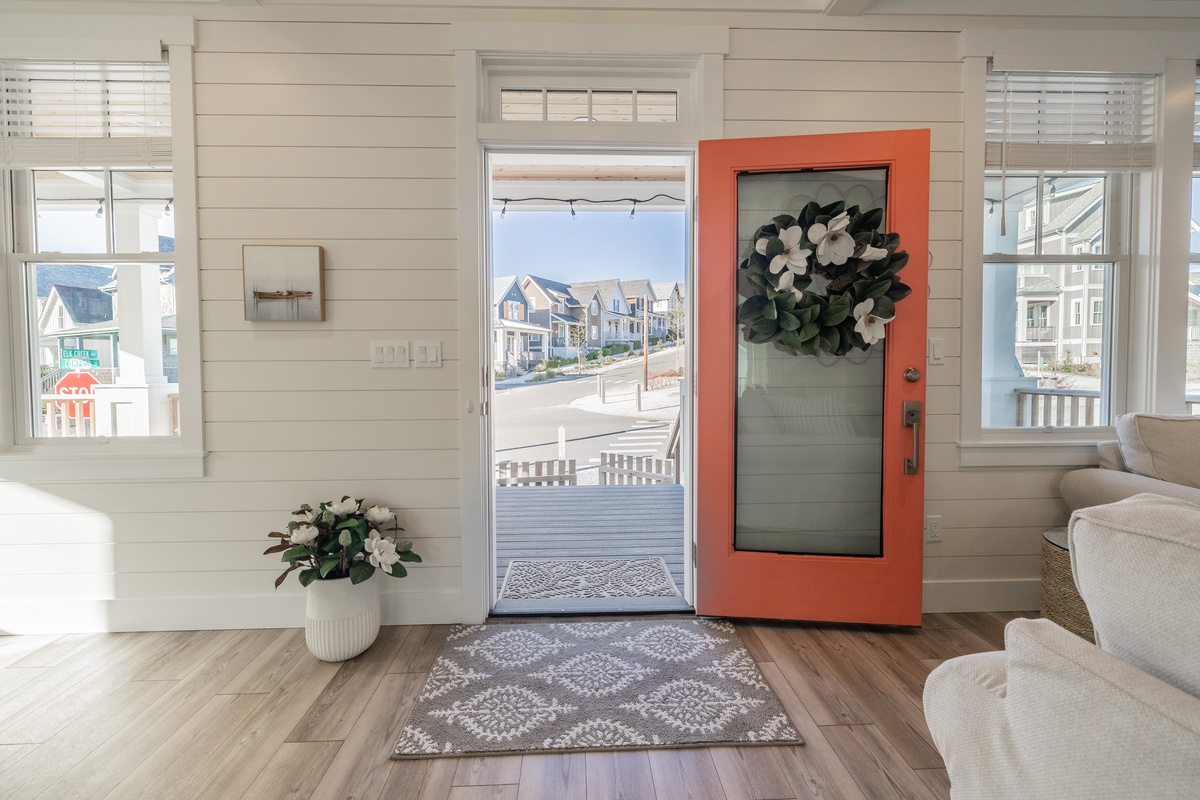 Door to covered front porch