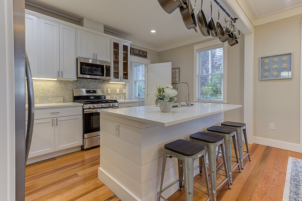 Sip a cup of coffee at the kitchen island