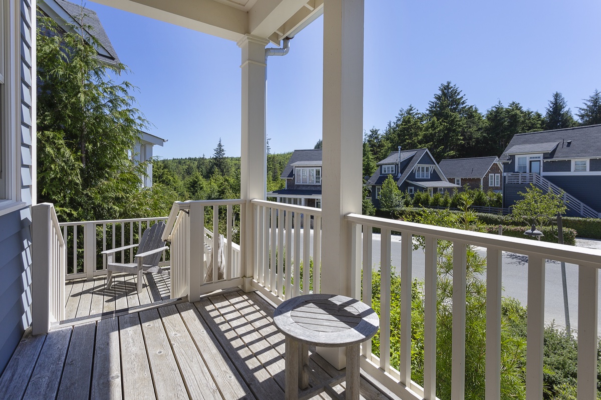 The porch has beautiful views of the Mill District