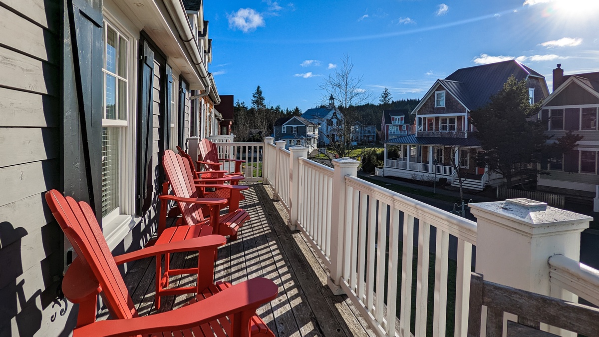 The deck has beautiful views of Town Center