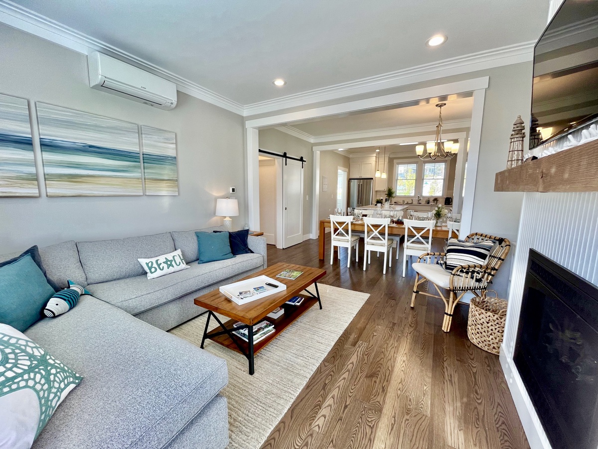 Open-concept kitchen, living and dining rooms keeps everyone connected