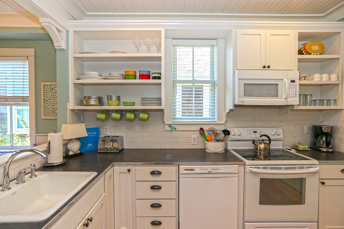 Kitchen filled with necessary cooking supplies