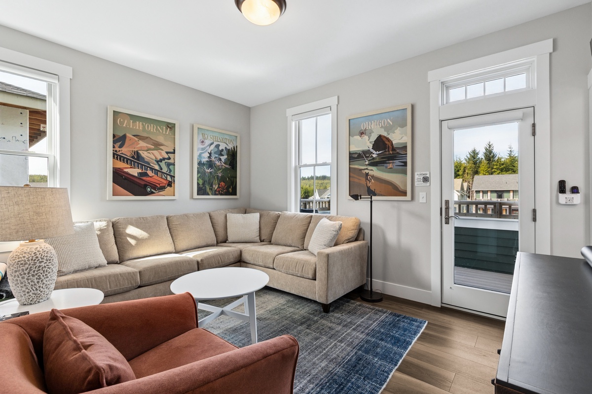 Media room with sleeper sofa