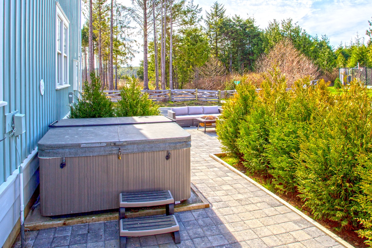 Soak away any aches and pains in the private hot tub