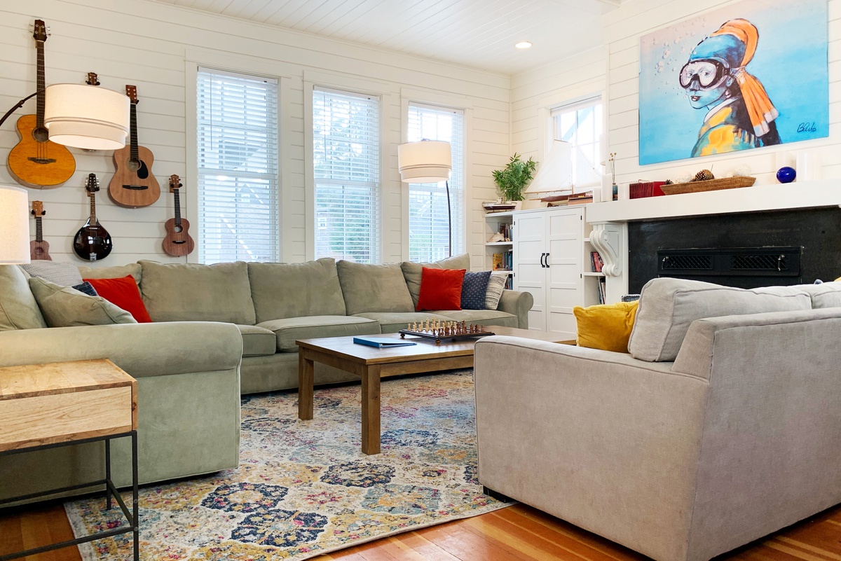 living room with fireplace