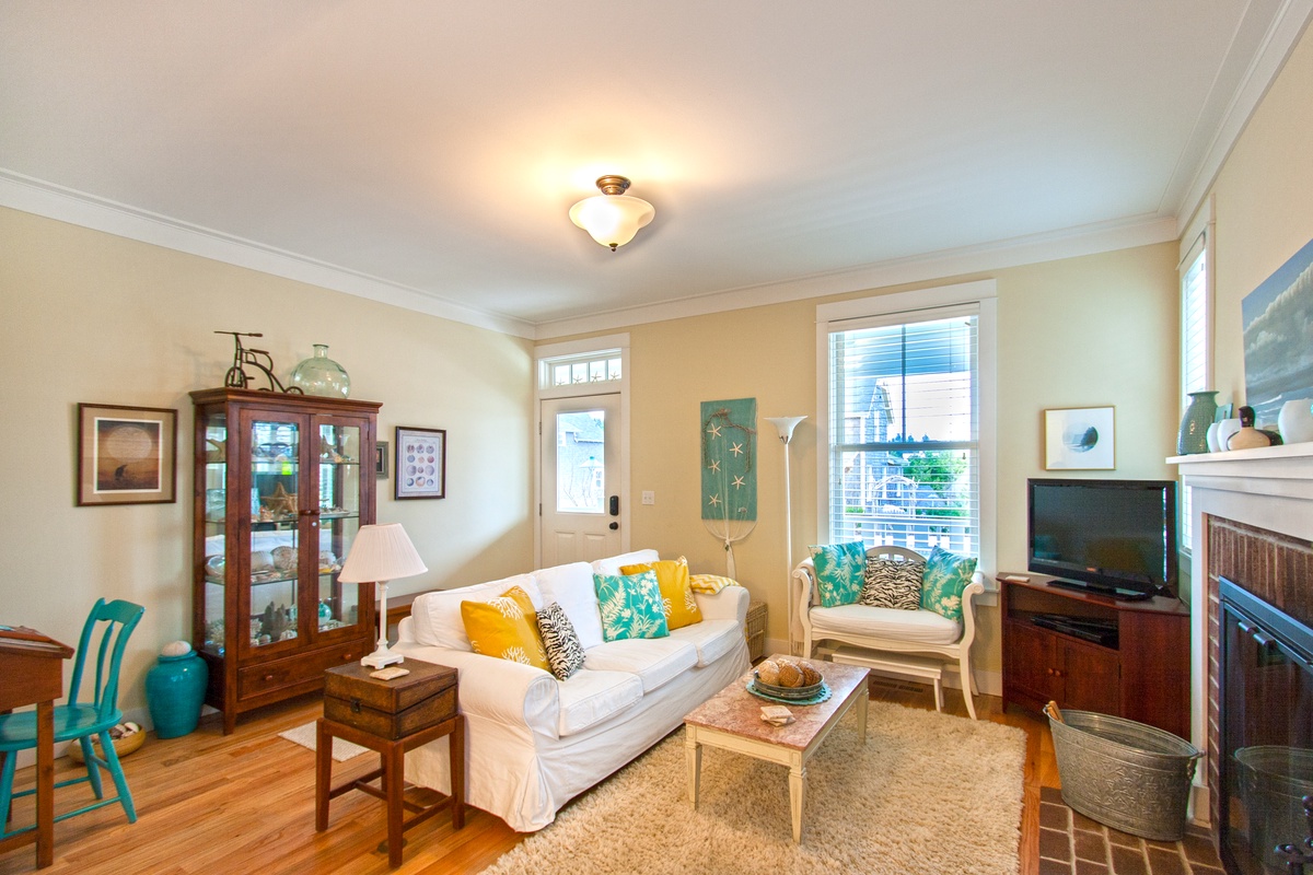 Living room and front porch