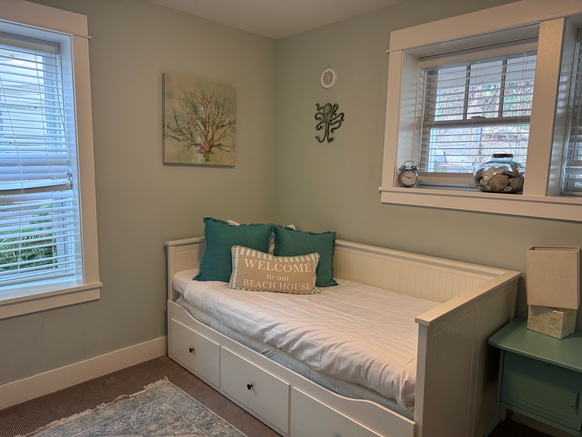 Downstairs daybed can transform to king for extra sleeping space