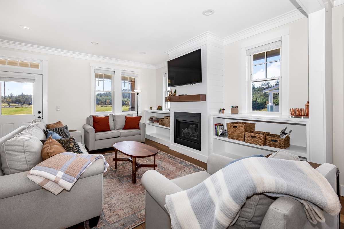 living room with fireplace