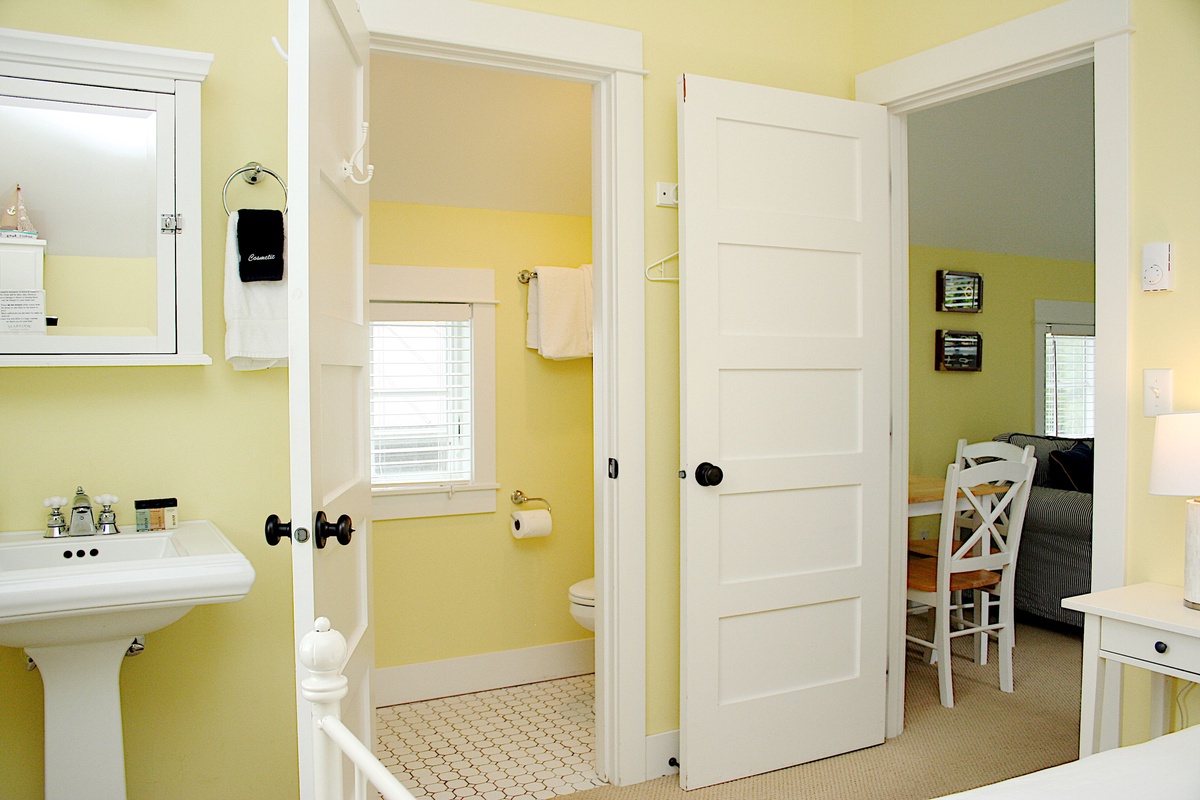 Refresh in the walk-in shower bathroom