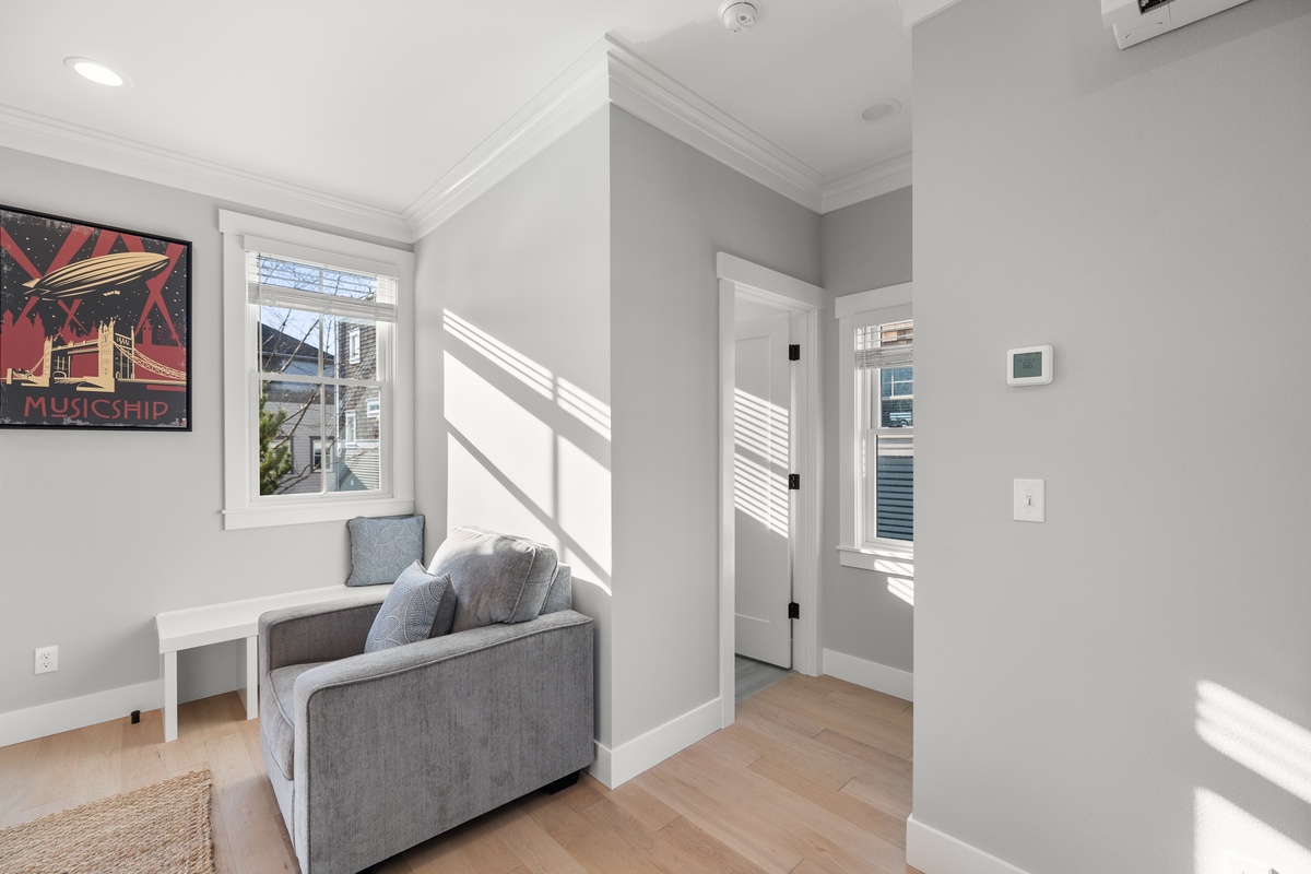 Half bath is conveniently located off the living room