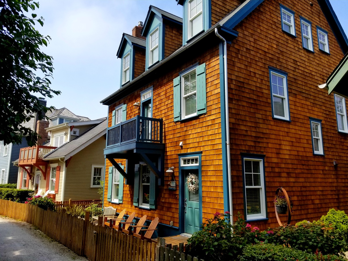 Large 3-story Cape Cod style beach house on the Woodland Promenade with ocean and forest view