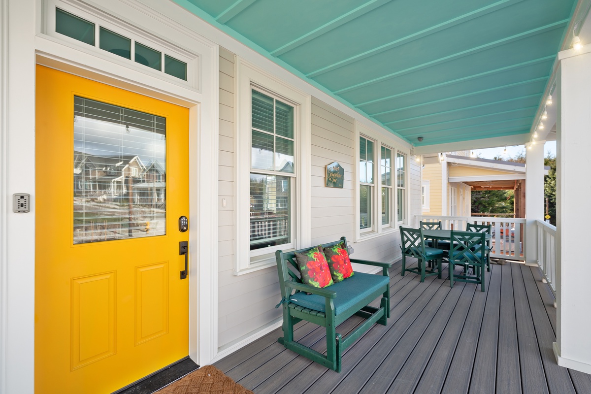 Relax on the covered front porch