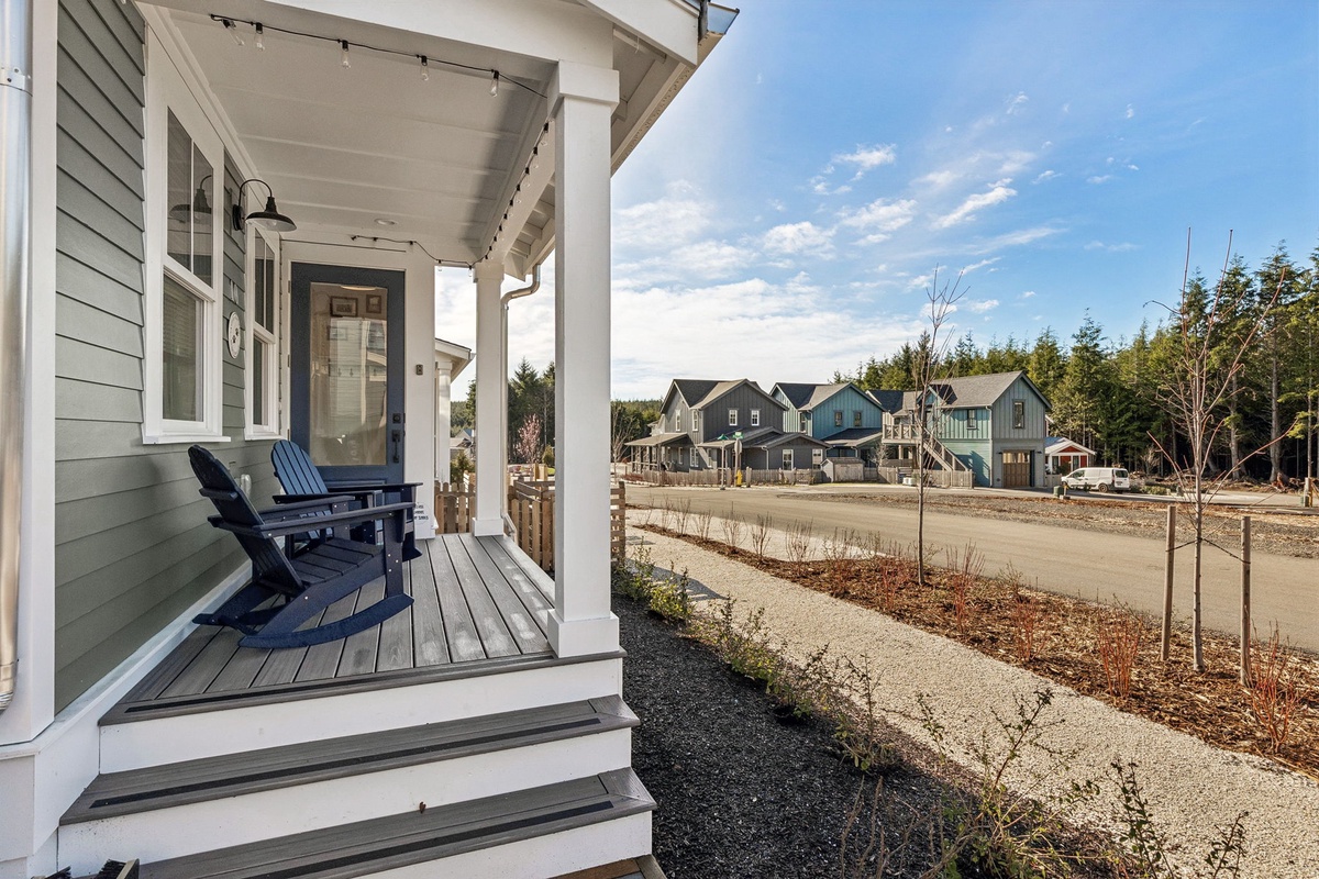 Outdoor seating under covered porch