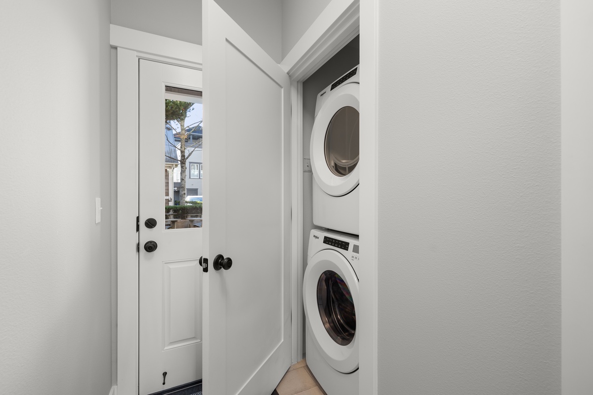 In-home laundry is conveniently located on the lower level