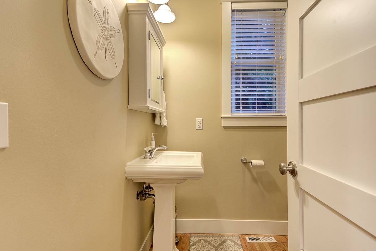 Conveniently located powder room