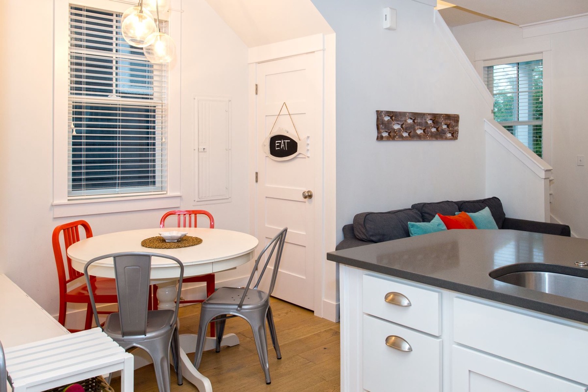 View of dining room from kitchen