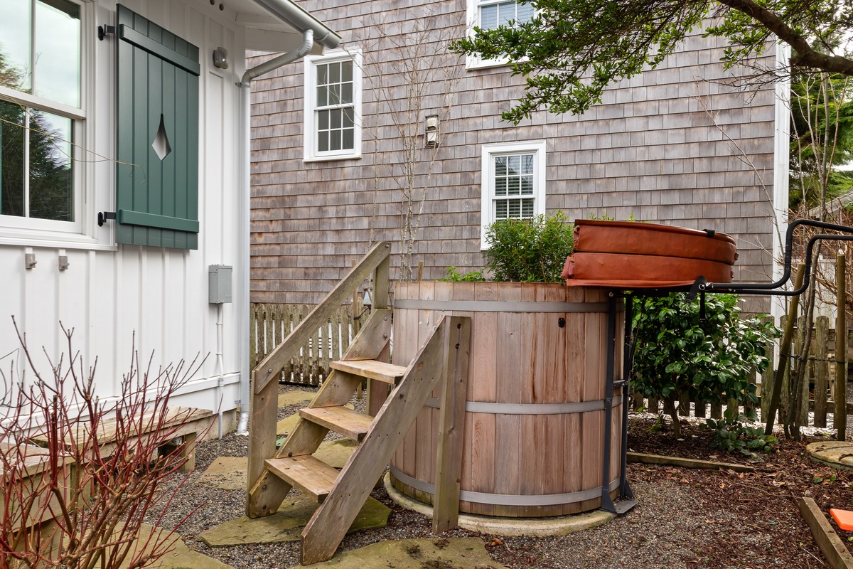 Soak away the day in the private hot tub