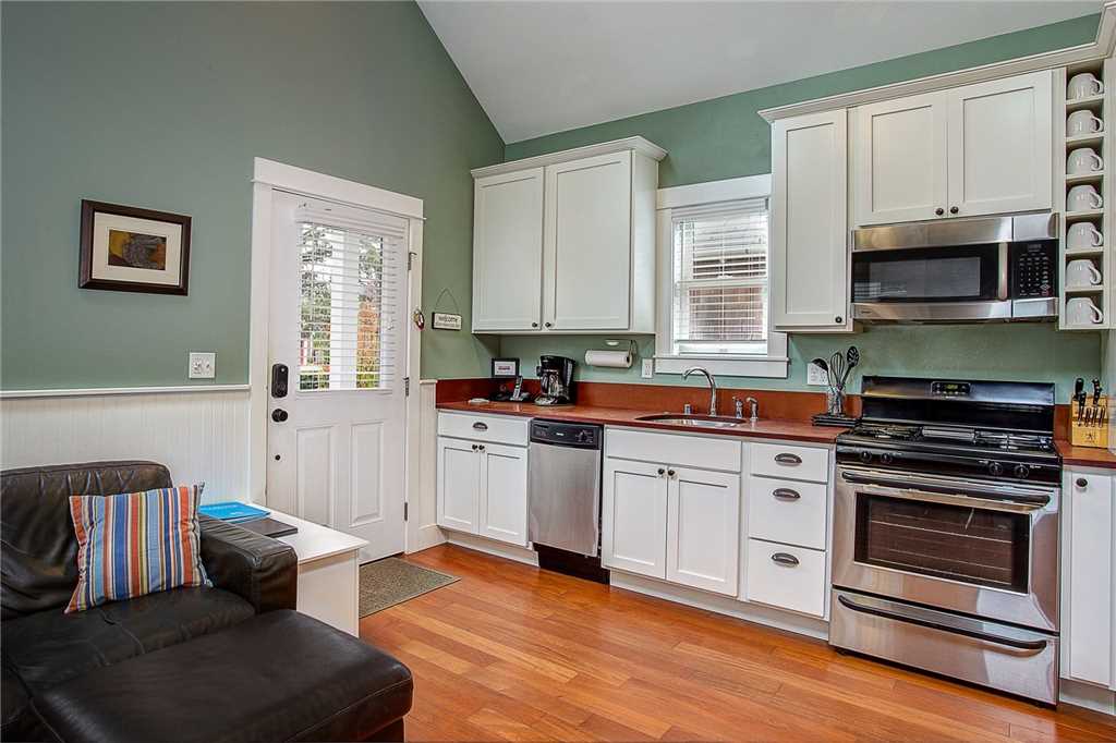 Kitchen with stainless steel appliances