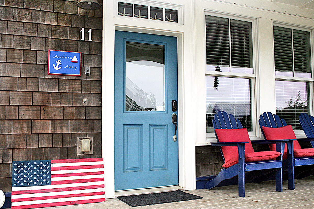 The porch has easy access to the living room