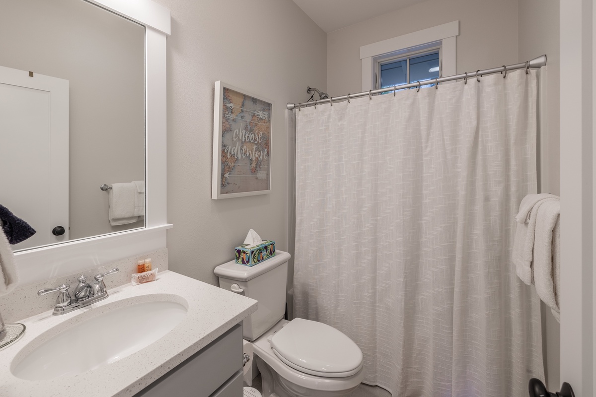 Full shared bathroom is designed for comfort and ease during your stay