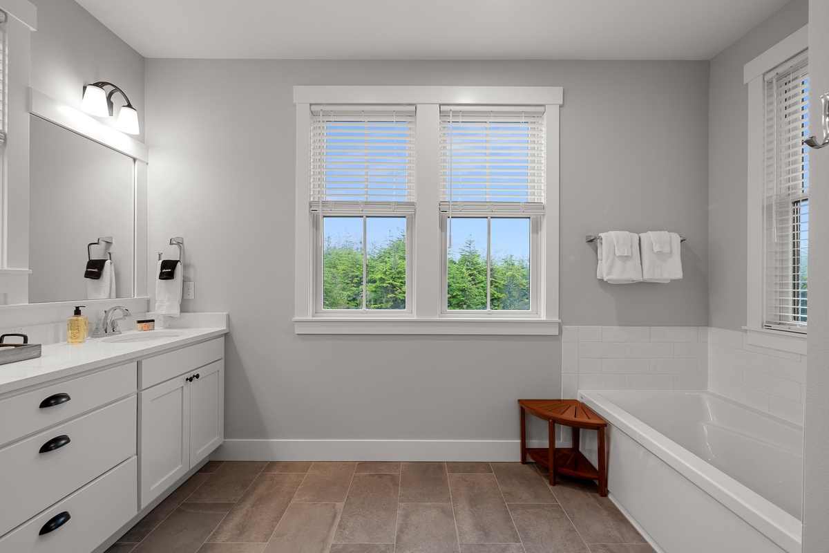 Relax in the large soaking tub