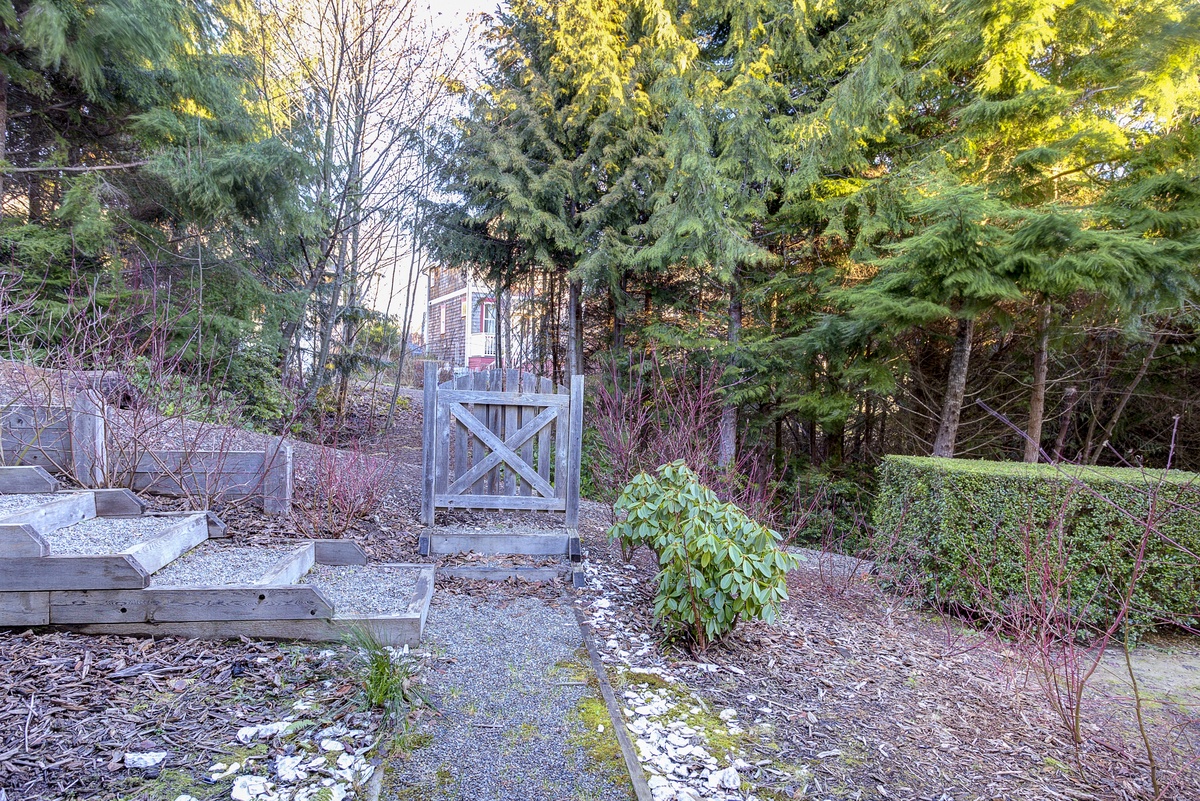 Stroll along the back path leading to the trail just steps from your door