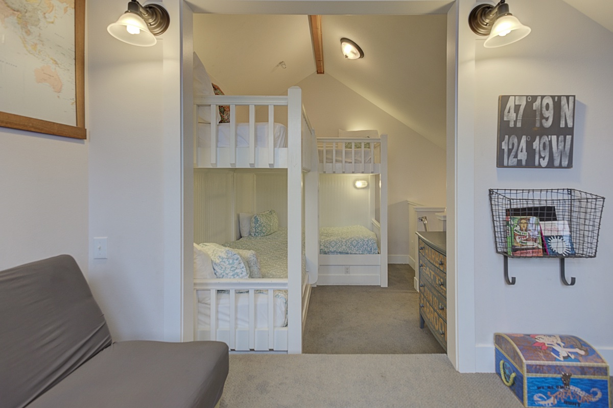 Loft is the highest level in this glorious townhouse, addition to the bunk beds	