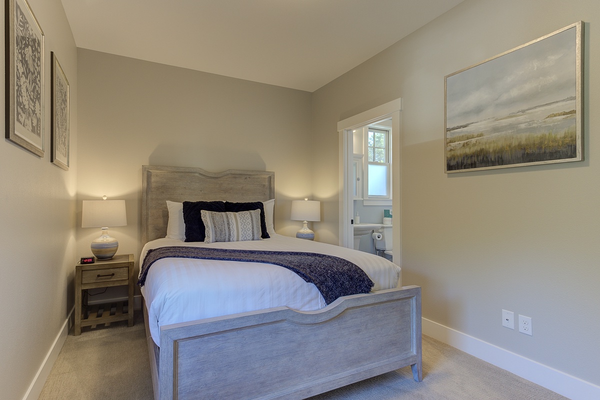 The tranquil guest bedroom offers a good night's sleep