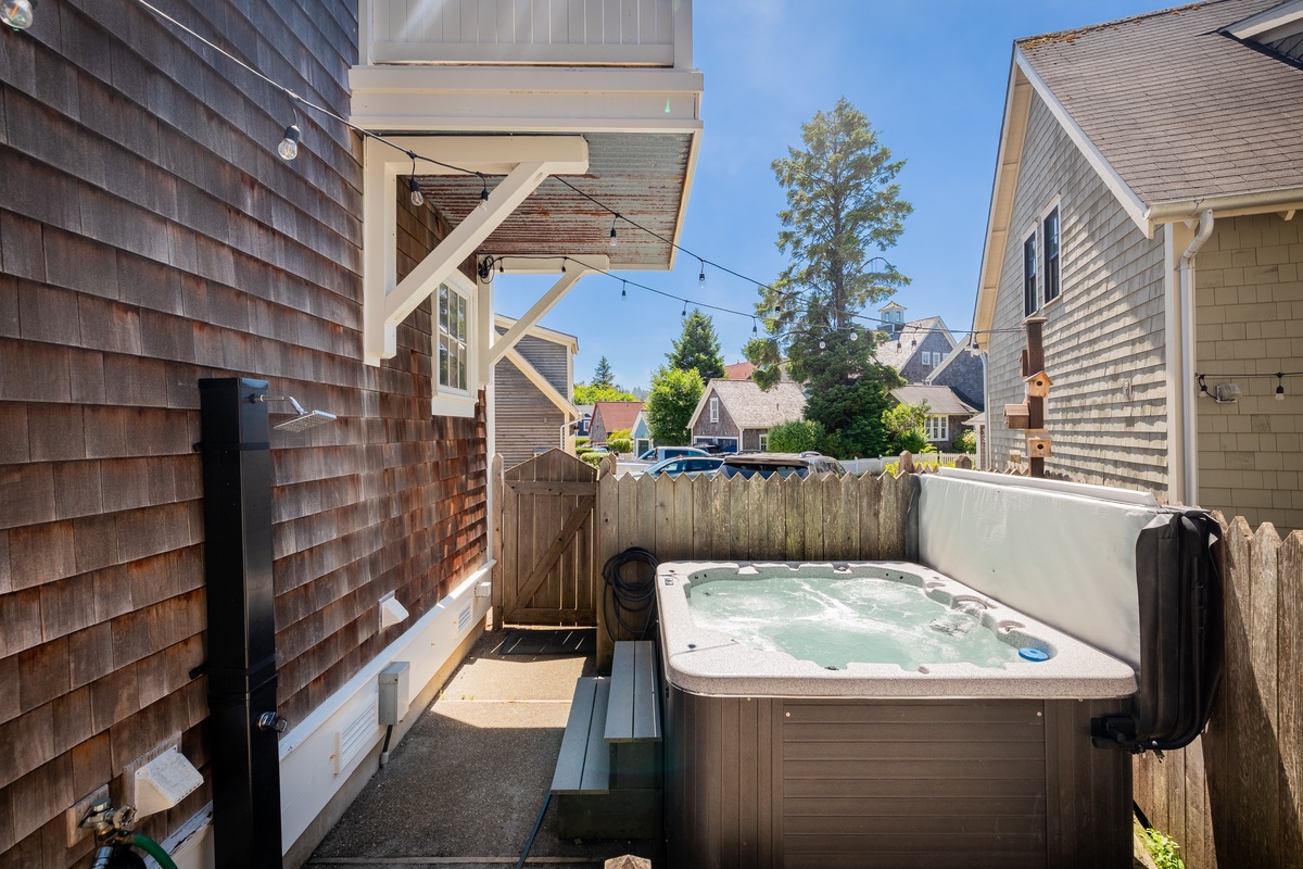 hot tub in the backyard