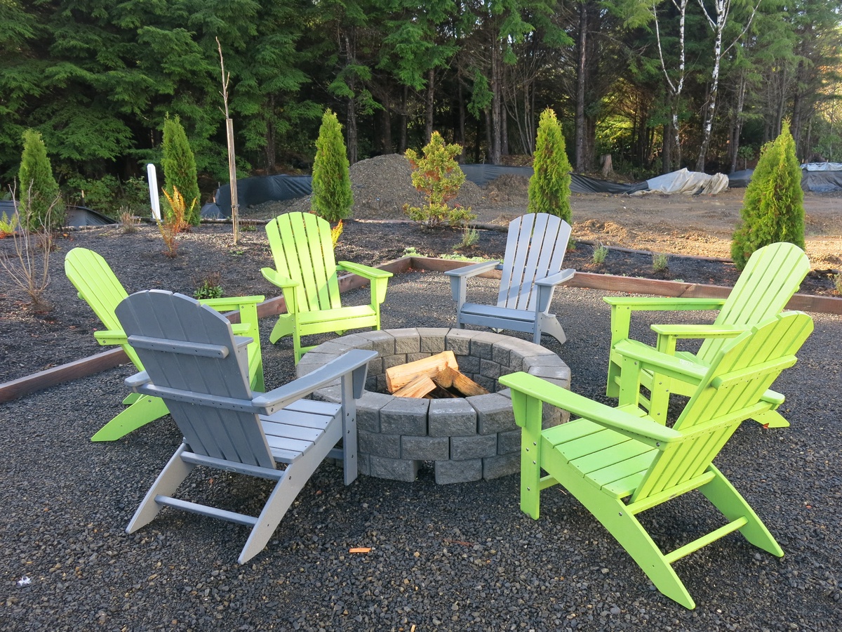 Keep toasty warm by the firepit in the back yard