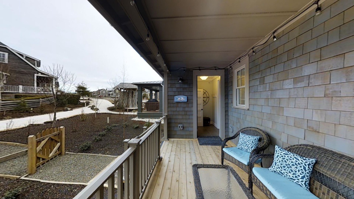 Views of the stump from the covered porch