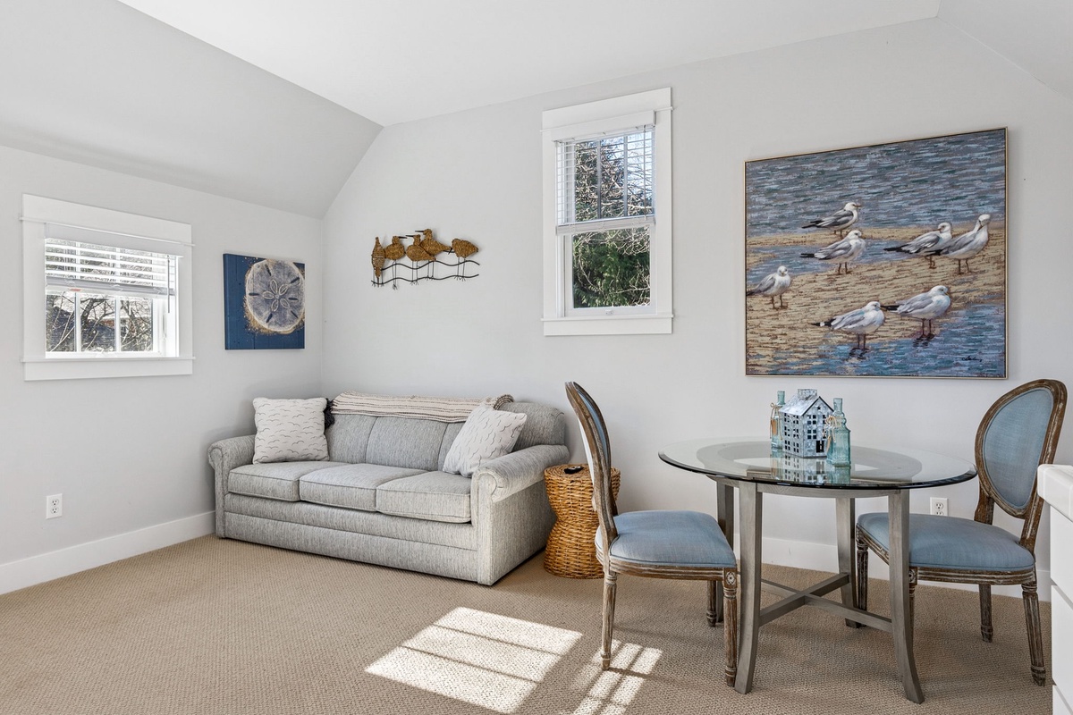Carriage house living and dining area