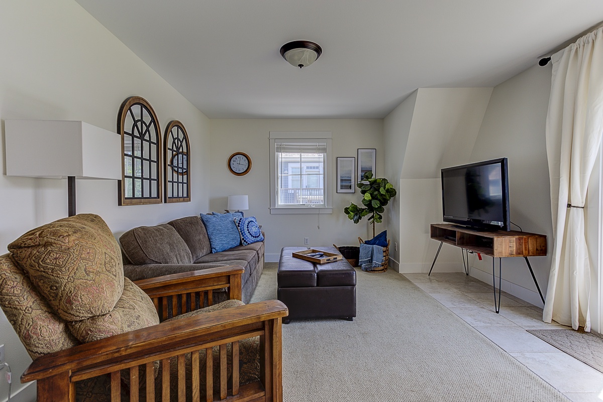 Kick back and feel at home in the carriage house living room