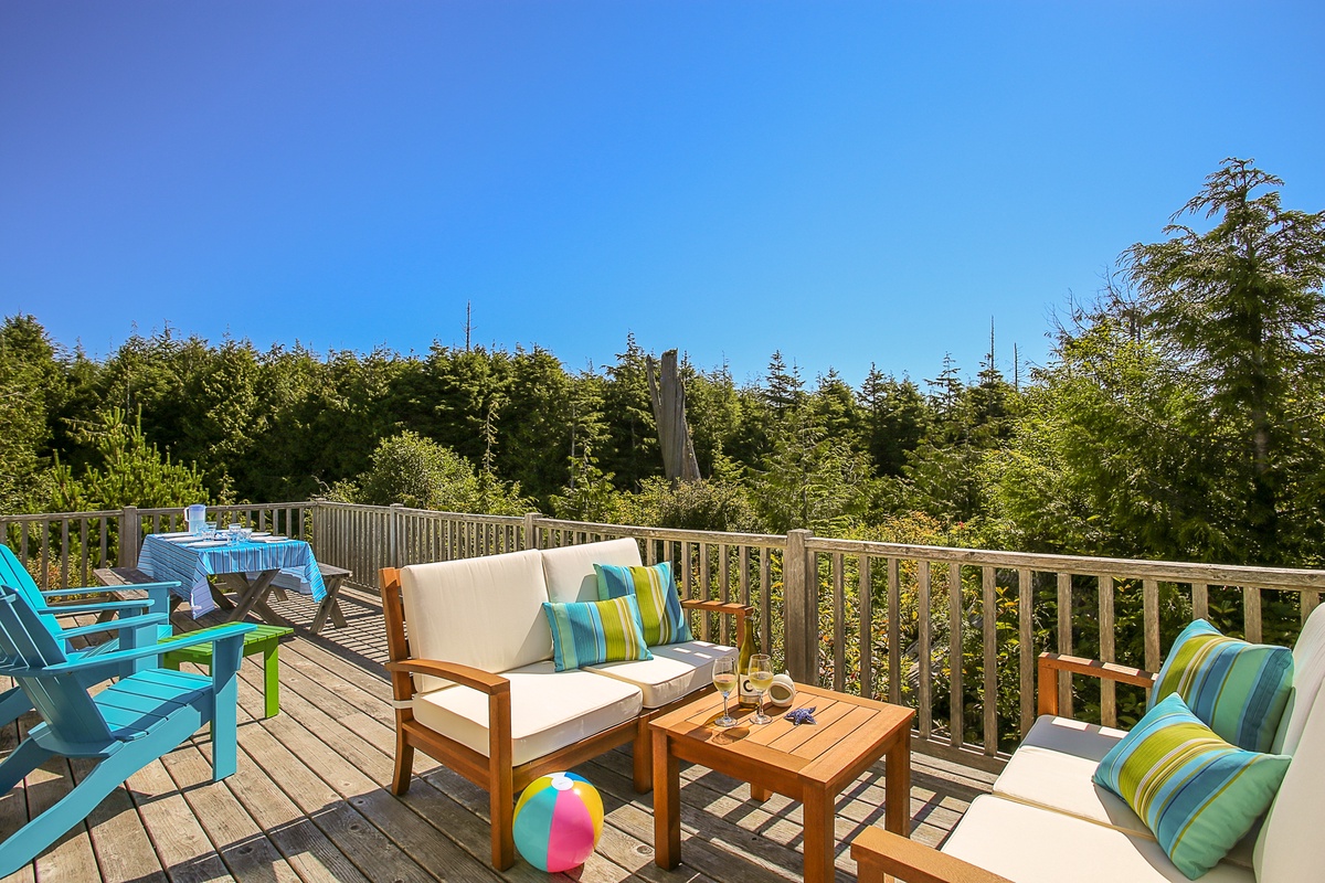 Soak up the sun on the deck with view and furniture