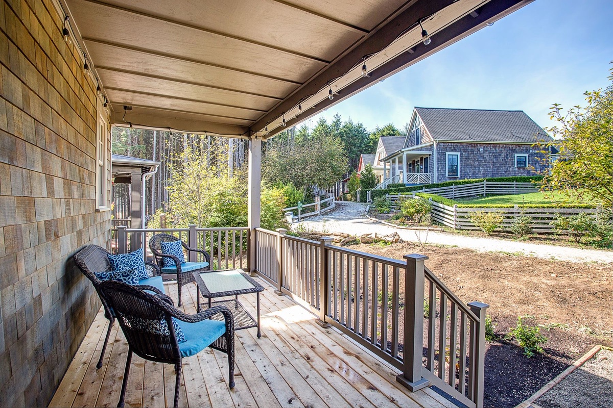 Relax on the covered porch	