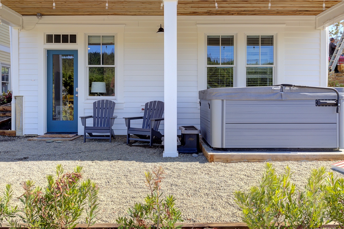 Relax and unwind in the private hot tub