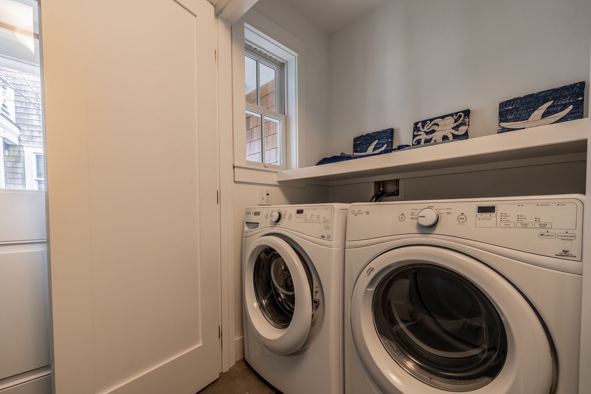 The laundry room makes it easy to refresh your wardrobe during your stay