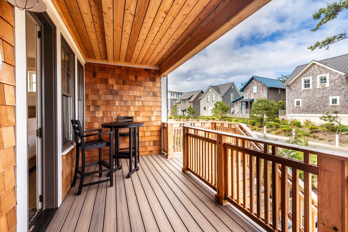 Covered deck off primary bedroom