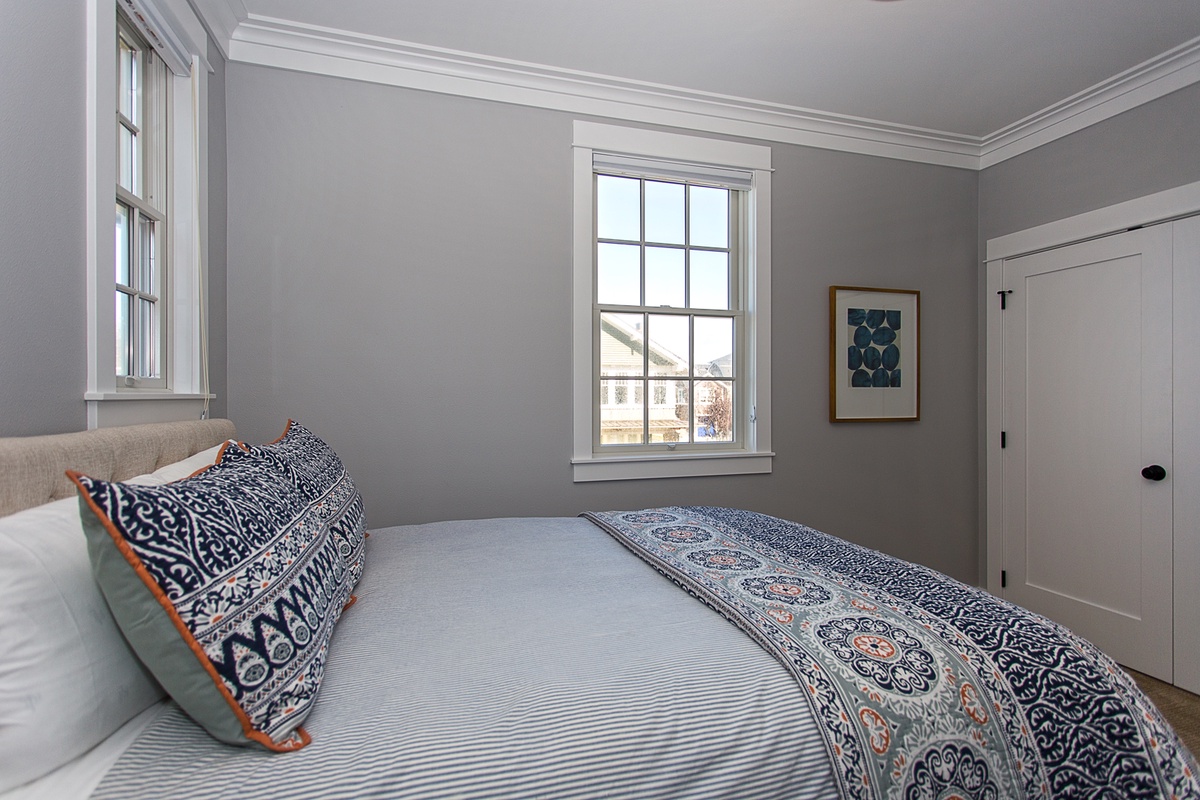 Second floor queen bedroom is designed with relaxation in mind