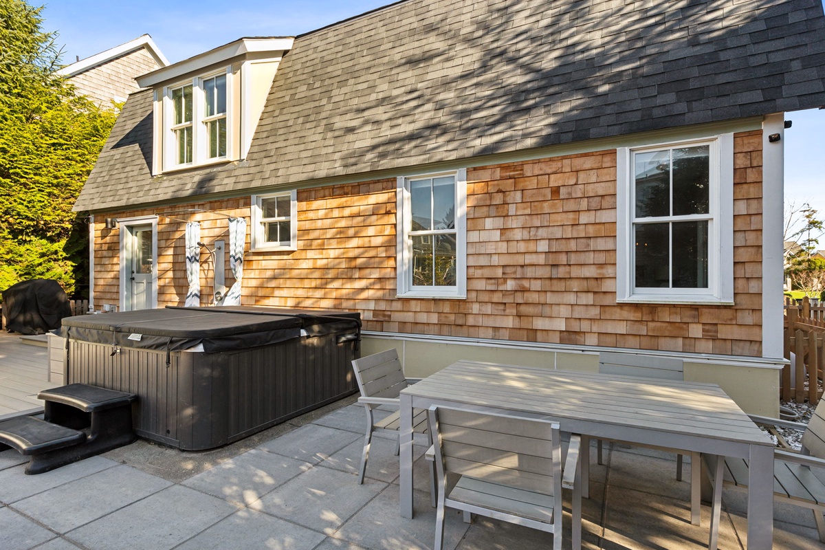 Enjoy a soak in the private hot tub and dine alfresco on the patio
