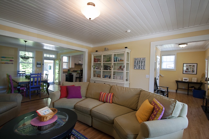 Living room and dining table, open floor plan